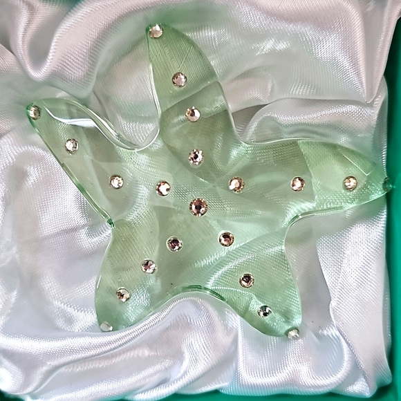 Tropical Starfish paperweight Aqua Crystal Sea Green 4" desk decor beach - Picture 4 of 7